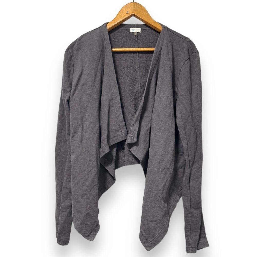 Nordstrom Gray Open Front Cardigan Organic Cotton Women’s Size Medium Lagenlook